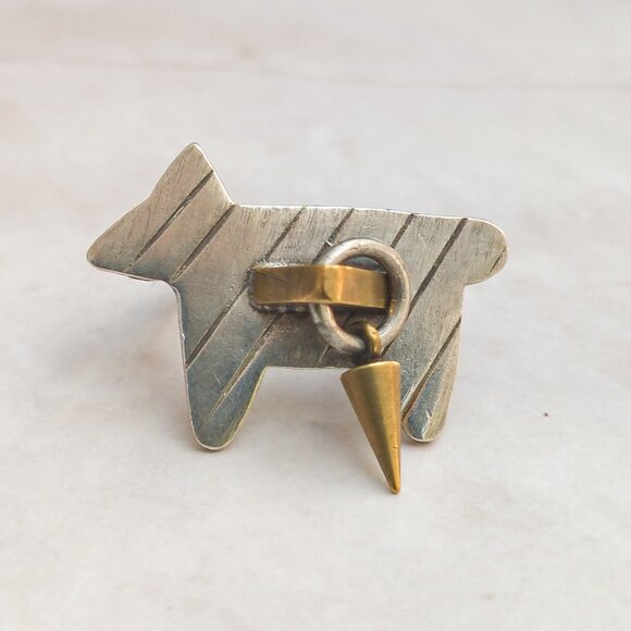 Thomas Mann “TM Design” Sterling & Brass Dog Ring w/ Kinetic Spike — Unisex, 5 - Picture 1 of 9